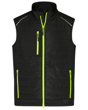 Kép betöltése a galériamegjelenítőbe: James&Nicholson Hibrid Mellény Fekete/Citrom