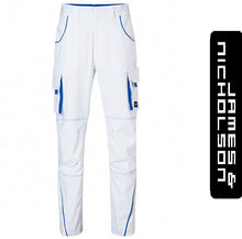 Kép betöltése a galériamegjelenítőbe: James & Nicholson Color Style Deréknadrág Fehér/Kék