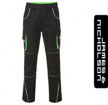 Kép betöltése a galériamegjelenítőbe: James & Nicholson Color Style Deréknadrág Fekete/LimeZöld