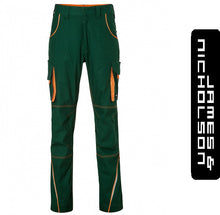 Kép betöltése a galériamegjelenítőbe: James & Nicholson Color Style Deréknadrág Zöld/Narancs