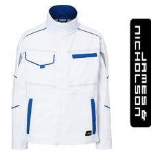 Kép betöltése a galériamegjelenítőbe: James &amp; Nicholson Color Style Munkás Kabát/Dzseki Fehér/Kék

