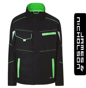 James & Nicholson Color Style Munkás Kabát/Dzseki Fekete/LimeZöld